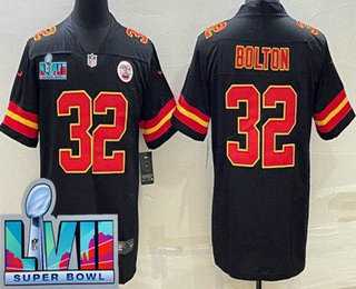 Mens Kansas City Chiefs #32 Nick Bolton Limited Black Super Bowl LVII Vapor Jersey->kansas city chiefs->NFL Jersey